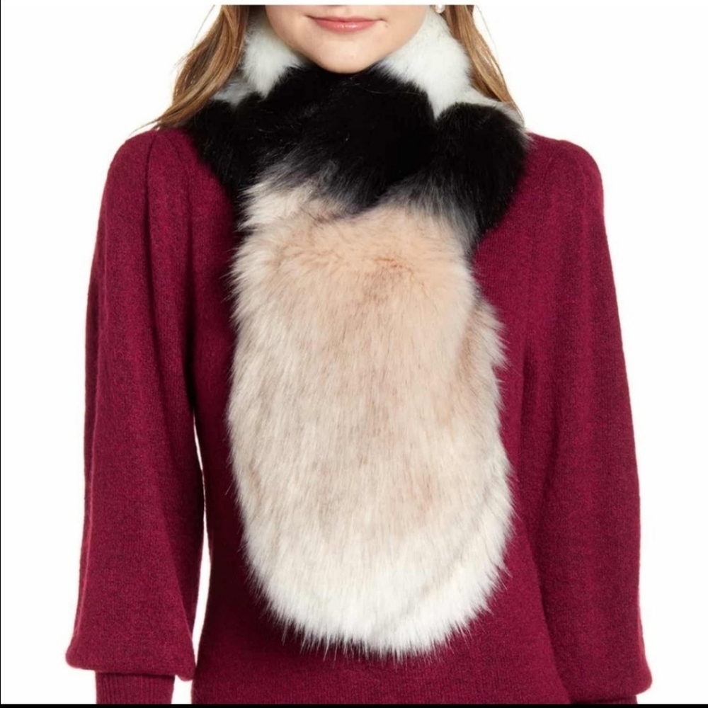 # 46 NWT RACHEL PARCELL Faux Fur Scarf IVORY COMBO
